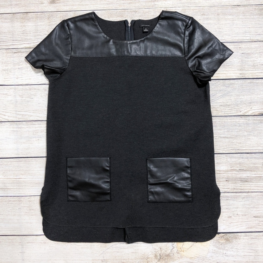 Ann Taylor Leather Charcoal Tunic
